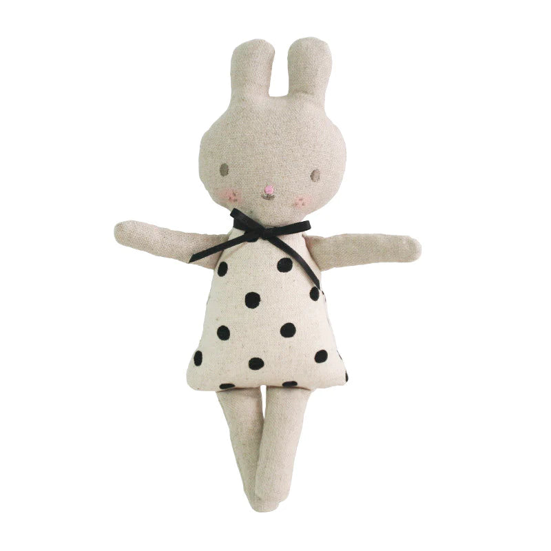 Linen Bonnie Bunny Rattle Black Spot
