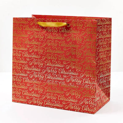 Merry Christmas Script Gold Foil Gift Bag
