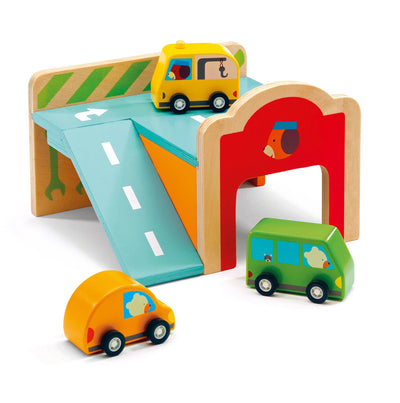 MINIGARAGE WOODEN AUTOMOBILE SET