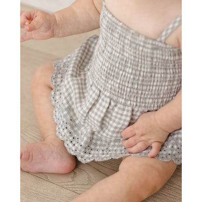 Mae Smocked Top + Bloomer Set Sage Gingham