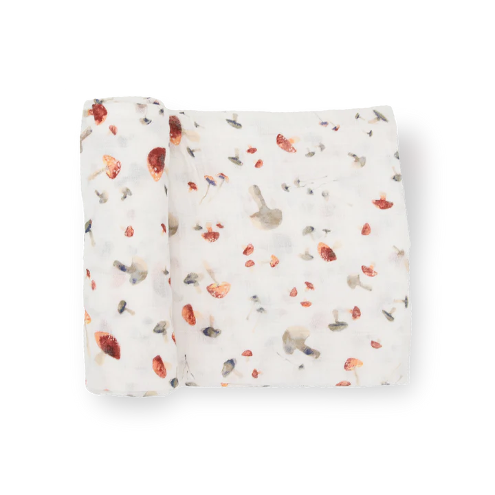 COTTON MUSLIN SWADDLE - MUSHROOMS
