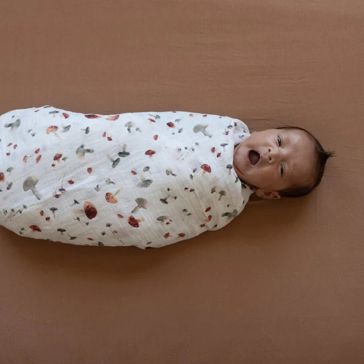 COTTON MUSLIN SWADDLE - MUSHROOMS