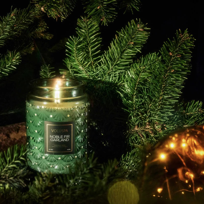 Voluspa Noble Fir Garland, Large Jar Candle 18oz