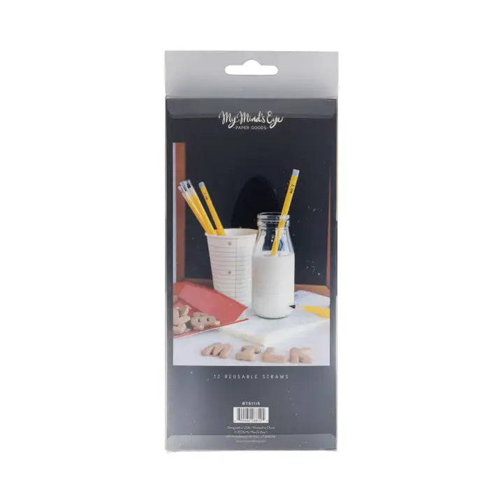 Pencil Reusable Straws - 12 Count