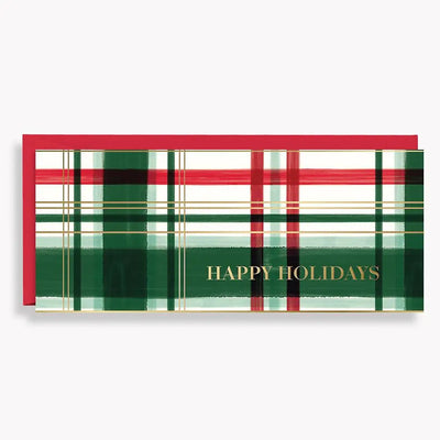 Plaid Happy Holidays Money Christmas Card