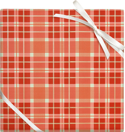 RED AND GREEN PLAID WRAPPING PAPER ROLLS