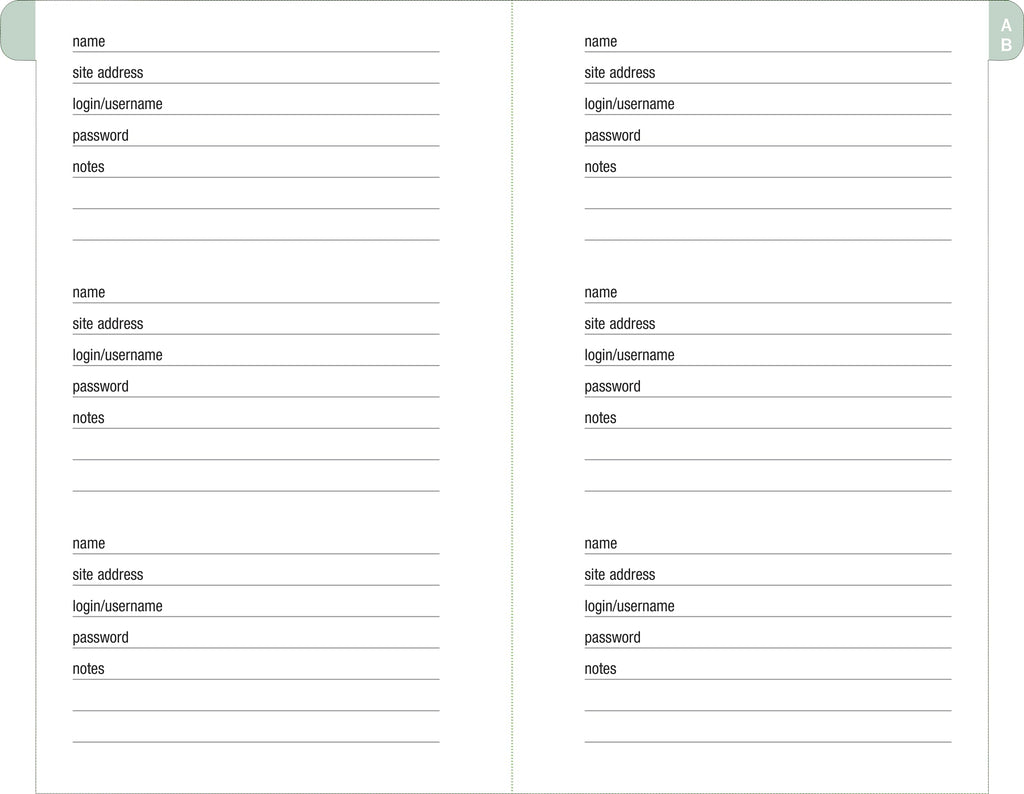 EUCALYPTUS INTERNET ADDRESS & PASSWORD LOGBOOK