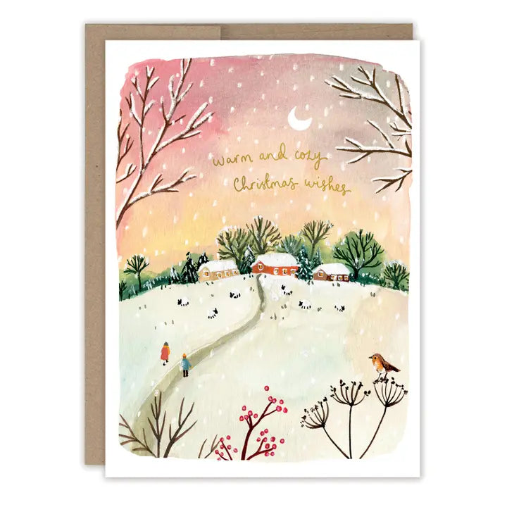Red Sky Cozy Christmas Boxed Holiday Cards - Set of 10