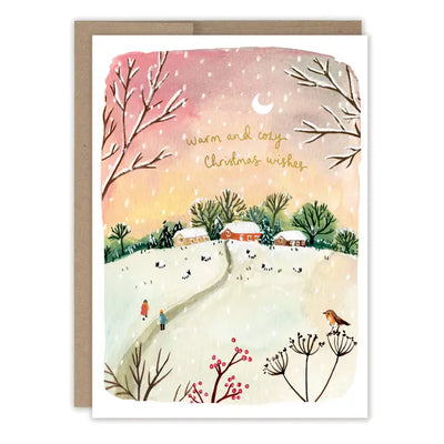 Red Sky Cozy Christmas Boxed Holiday Cards - Set of 10