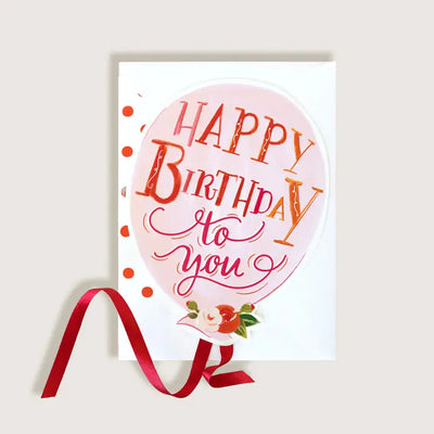 Happy Birthday Light Pink Balloon Card