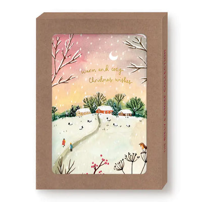 Red Sky Cozy Christmas Boxed Holiday Cards - Set of 10