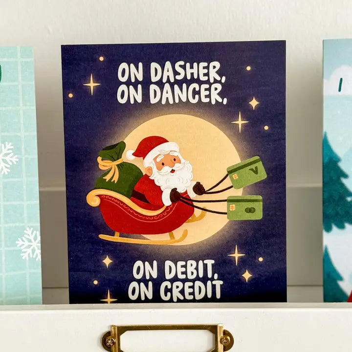 On Debit On Credit Christmas Card