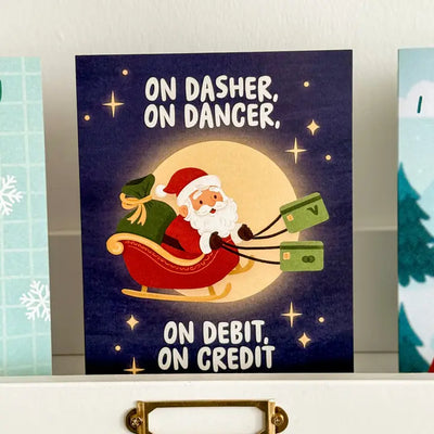 On Debit On Credit Christmas Card