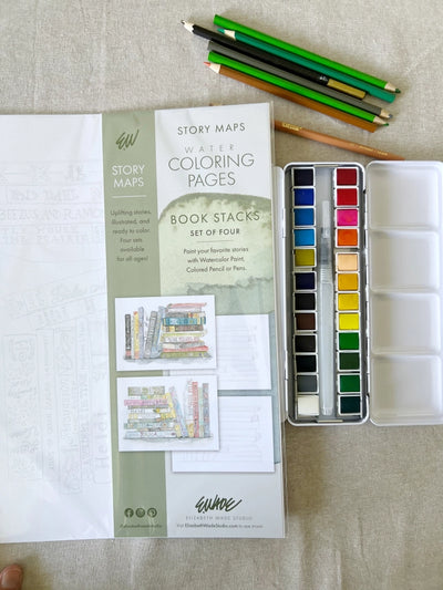 COLORING PAGES: BOOK STACKS