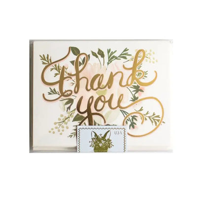 Thank You Script Flowers - Boxed Set of Cards