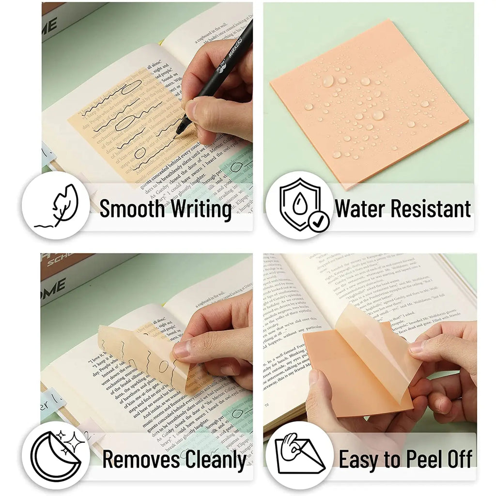 Mr. Pen Transparent Sticky Notes - 200 Pastel Colors