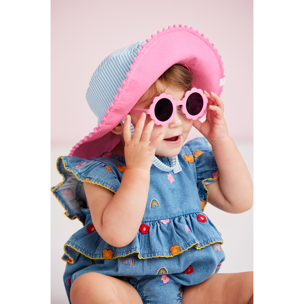 Rainbow Flower Denim Bubble & Headband Set