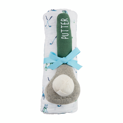 Boy Golf Swaddle & Rattle