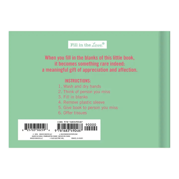 Why I Miss You Fill In The Love Book