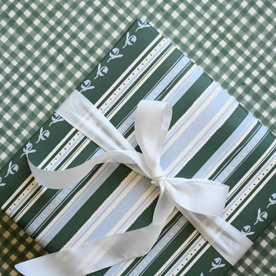 Woven Wilds Blue & Green Striped Gift Wrap