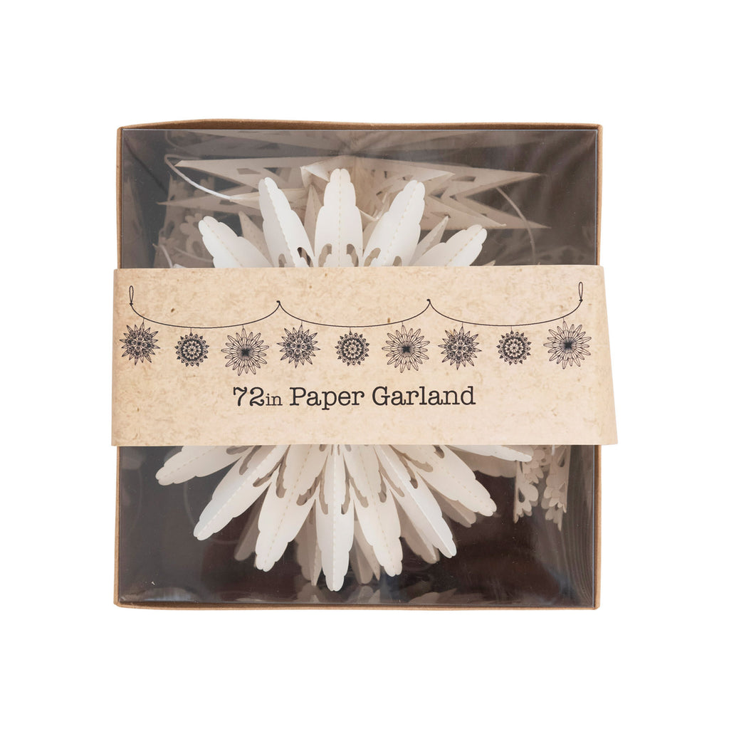 White Snowflake Garland in Kraft Box