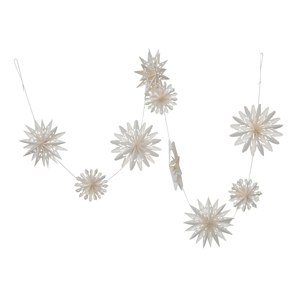 White Snowflake Garland in Kraft Box