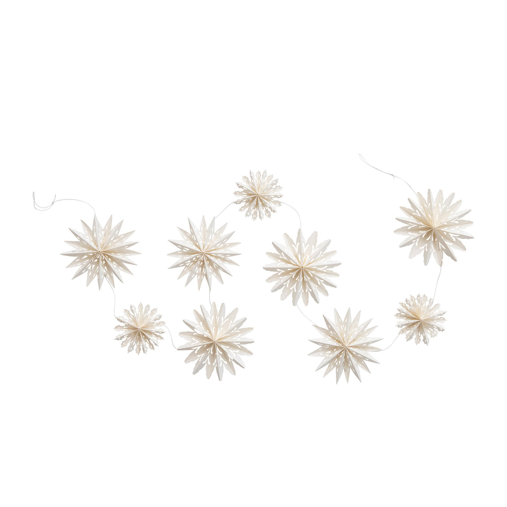 White Snowflake Garland in Kraft Box