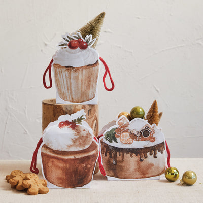 Printed Recycled Paper Cake Shaped Gift Bag