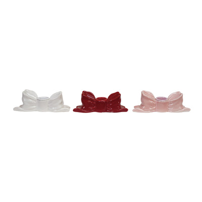 Stoneware Bow Shaped Taper Holder,