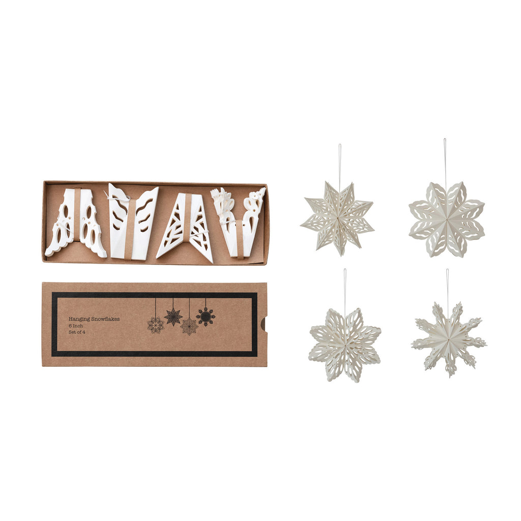 Handmade Recycled Paper Folding Snowflake Ornaments