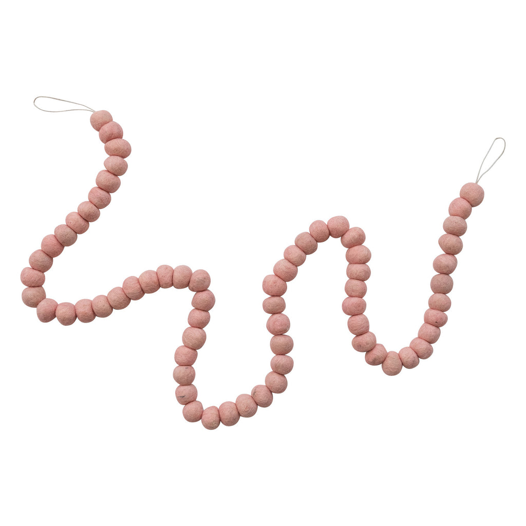 Pink Handmade Wool Felt Ball Garland