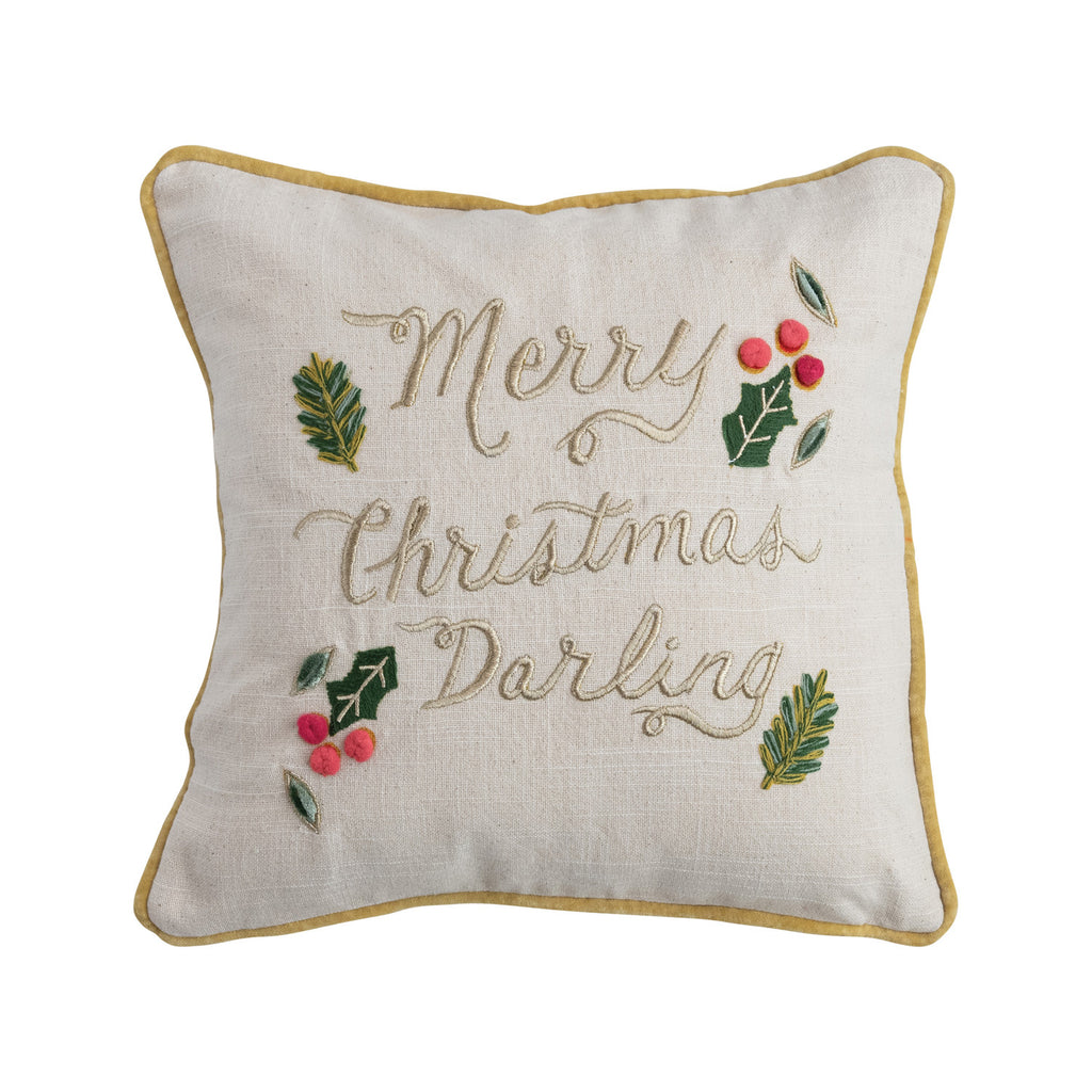 16" Square Cotton Slub Printed Pillow