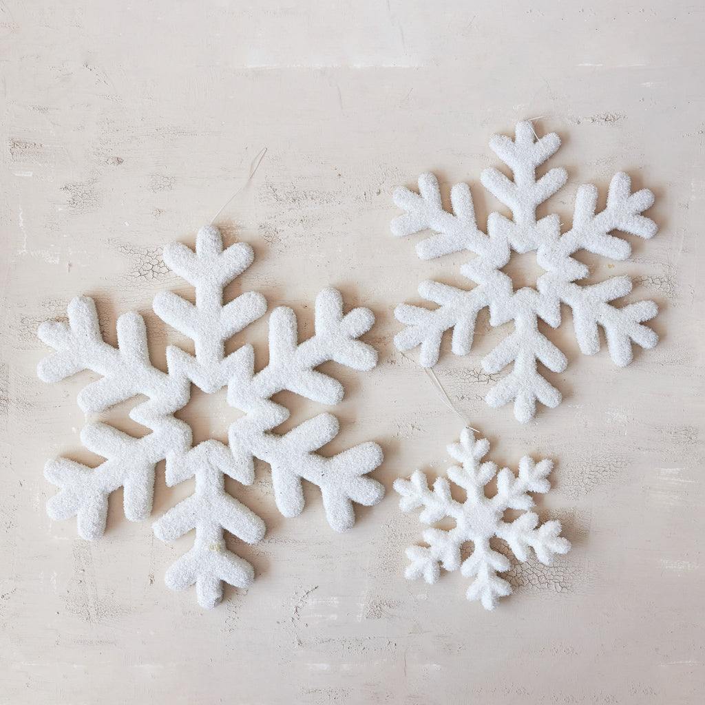 Flocked Foam Snowflake Ornaments