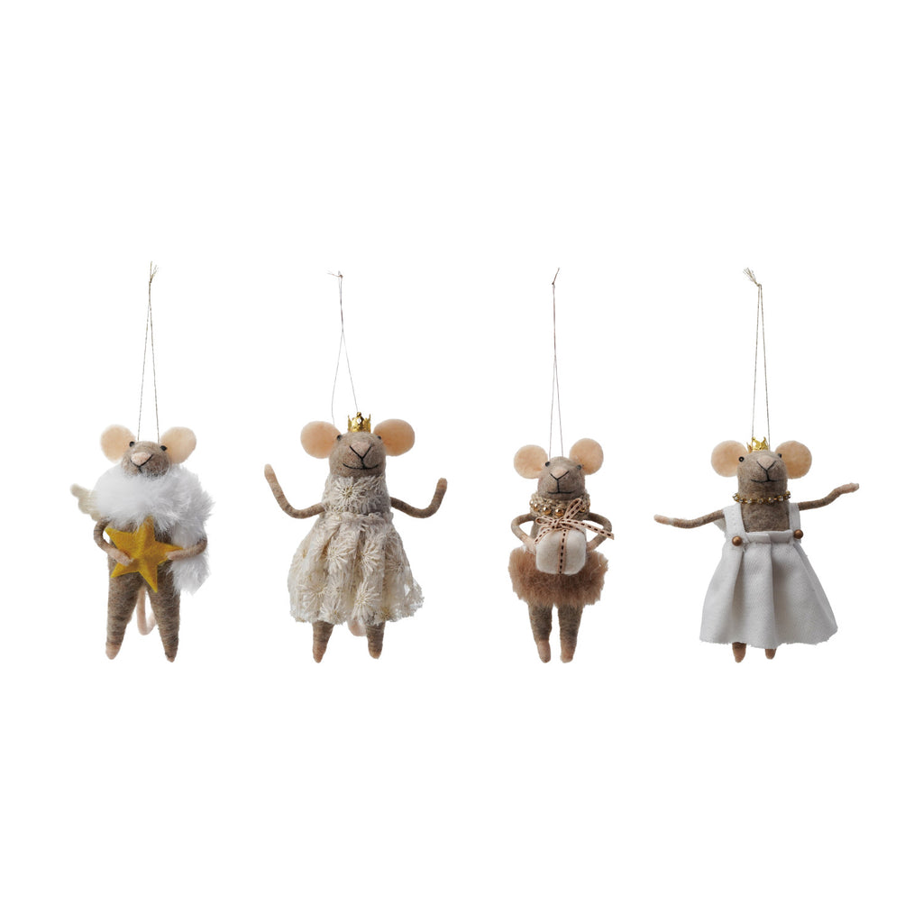 Handmade Wool Felt Mouse Tree Ornaments
