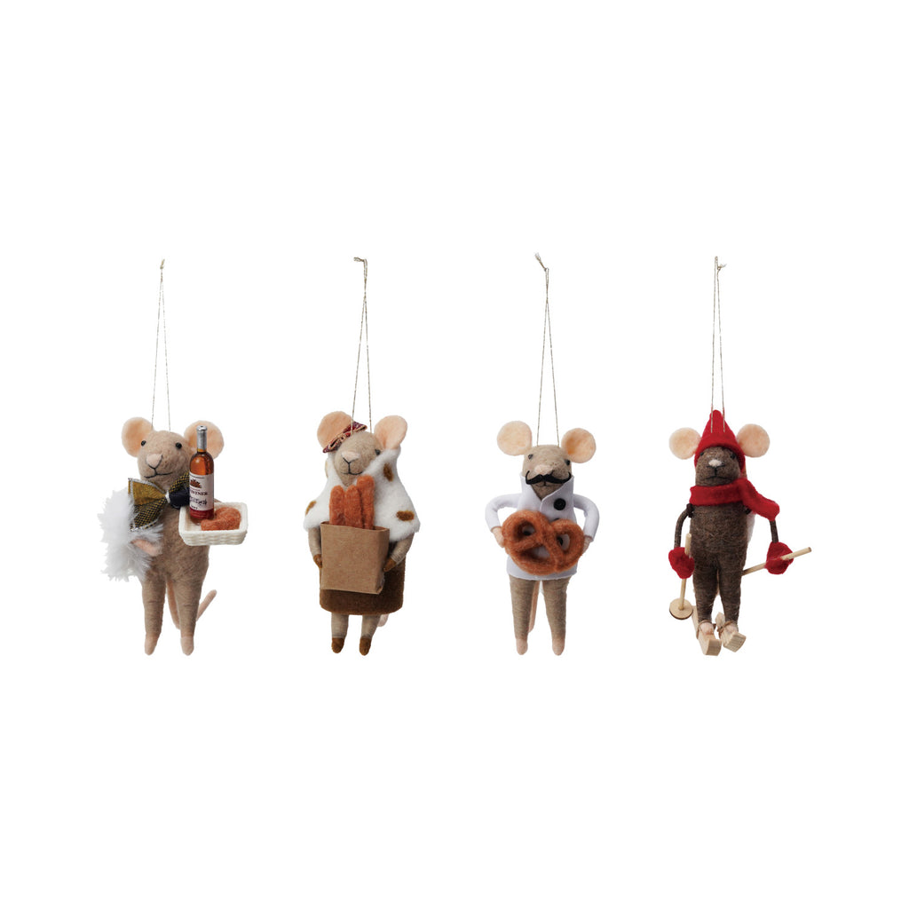 Handmade Wool Felt Mouse Tree Ornaments