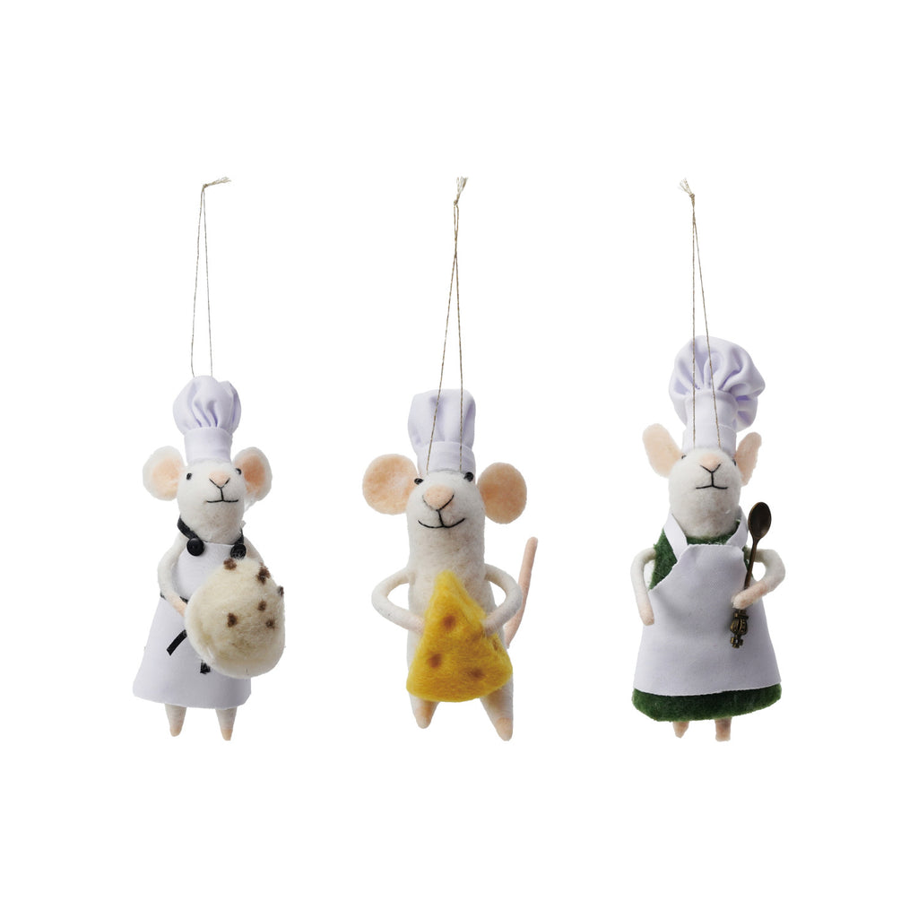 Handmade Wool Felt Mouse Tree Ornaments