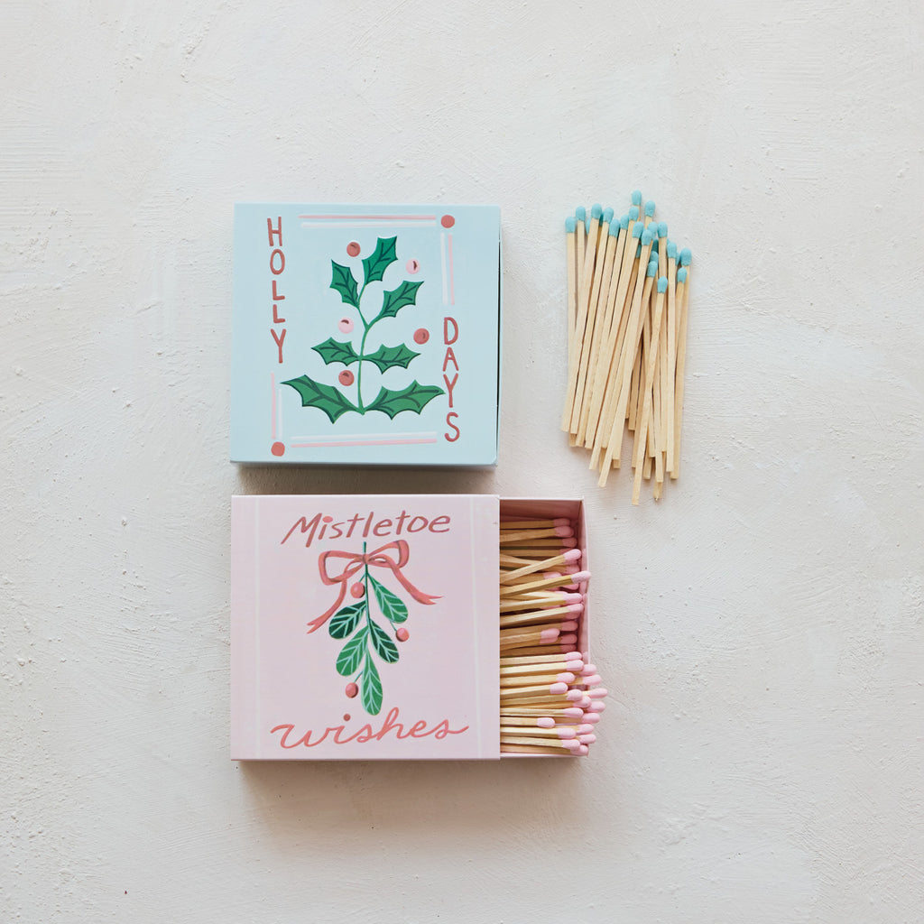 Holiday Botanical Safety Matches in Embossed Matchbox