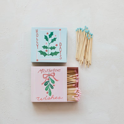 Holiday Botanical Safety Matches in Embossed Matchbox