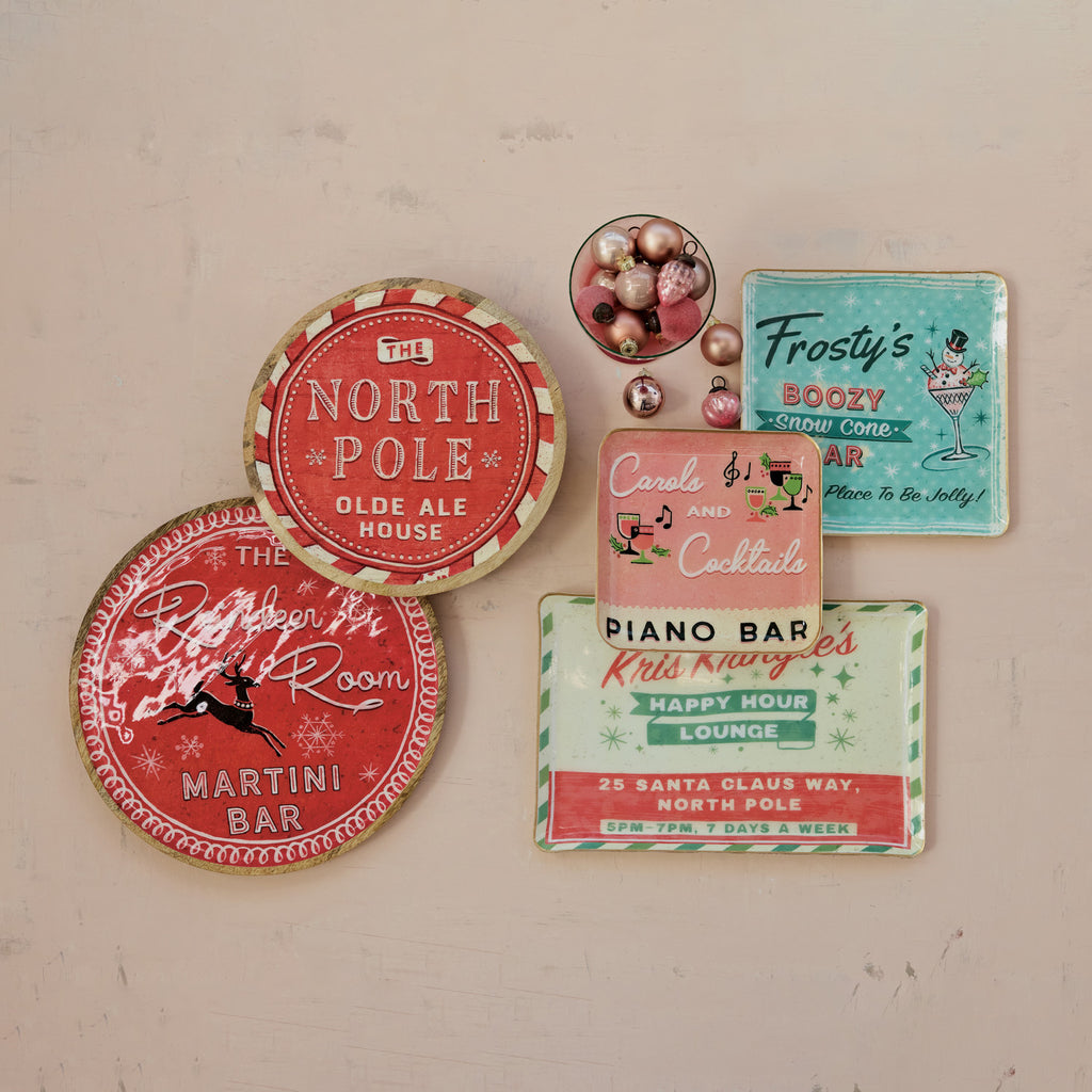 "Kris Kringle's Happy Hour Lounge" Enameled Metal Tray