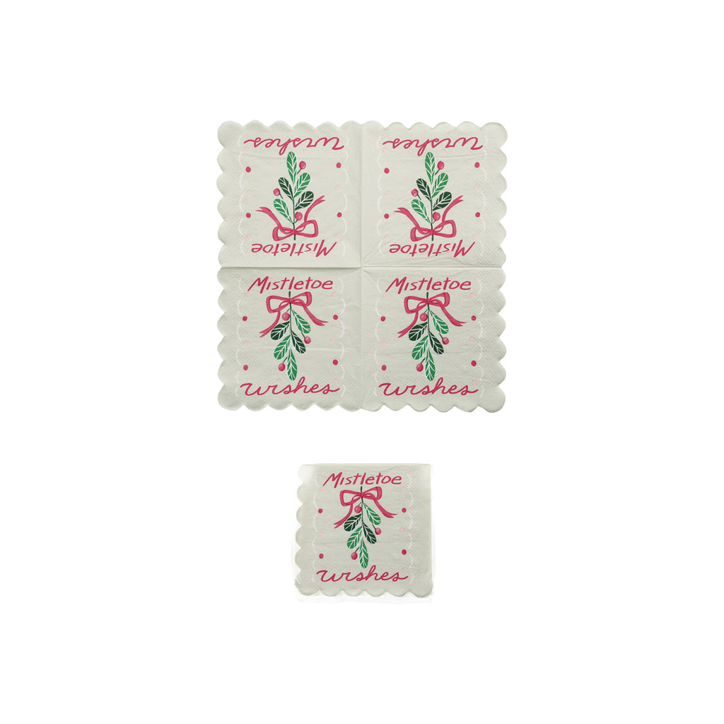 Mistletoe Wishes Paper Scalloped Napkins
