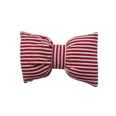 Striped Cotton Velvet Bow Pillow