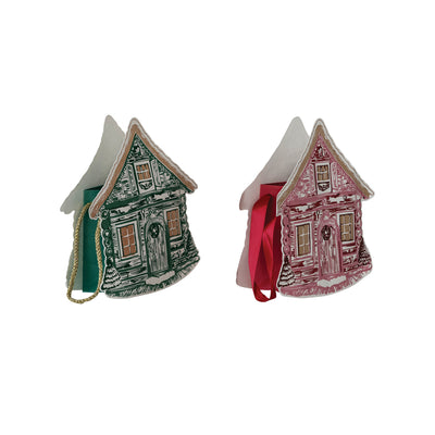 Handmade Printed Recycled Paper Cabin Shaped Gift Bags with Handle