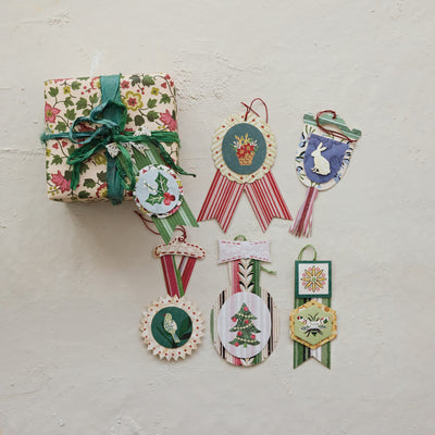 Handmade Printed Recycled Paper Medal Shaped Gift Tags/Ornaments