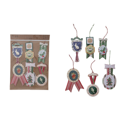 Handmade Printed Recycled Paper Medal Shaped Gift Tags/Ornaments