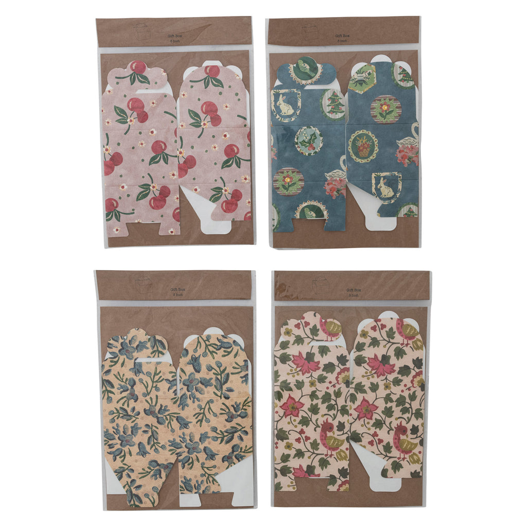 Handmade Printed Recycled Paper Interlocking Gift Box with Pattern
