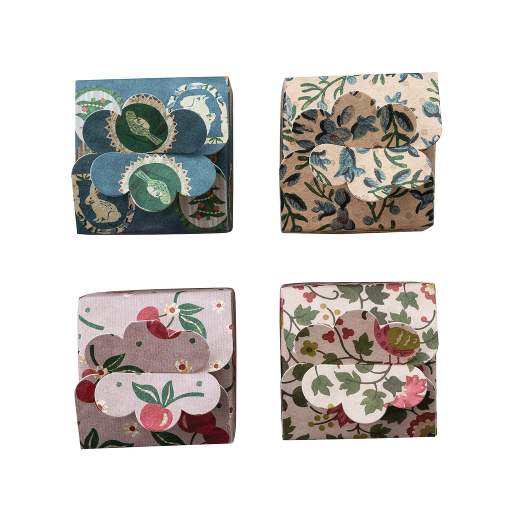 Handmade Printed Recycled Paper Interlocking Gift Box with Pattern