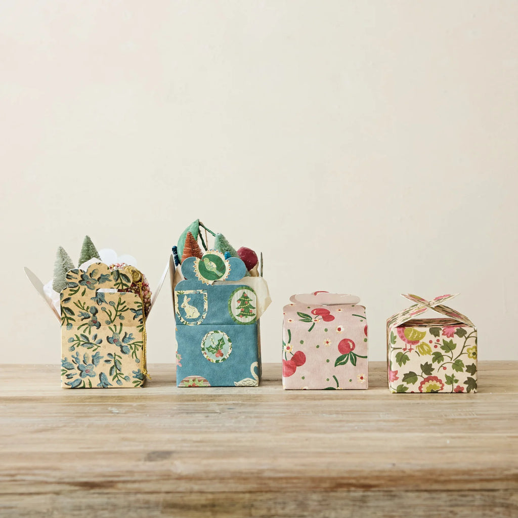 Handmade Printed Recycled Paper Interlocking Gift Box with Pattern