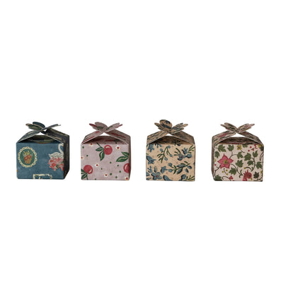 Handmade Printed Recycled Paper Interlocking Gift Box with Pattern