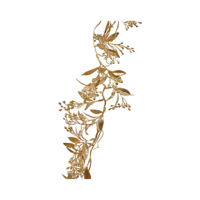 Faux Leaves & Berries Garland with Antique Gold Finish