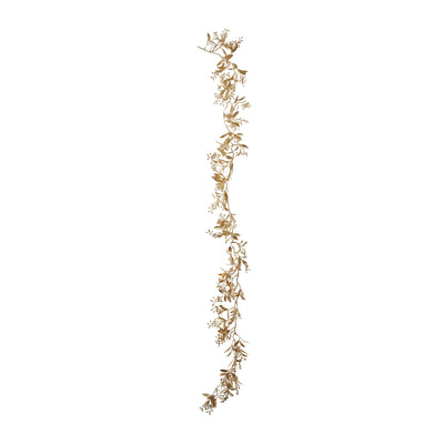 Faux Leaves & Berries Garland with Antique Gold Finish